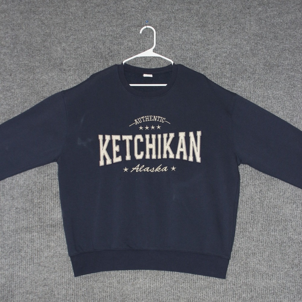 DIMCO‎ Apparel Mens KETCHIKAN Alaska Graphic Sweatshirt XL Navy Made In Ludhiana